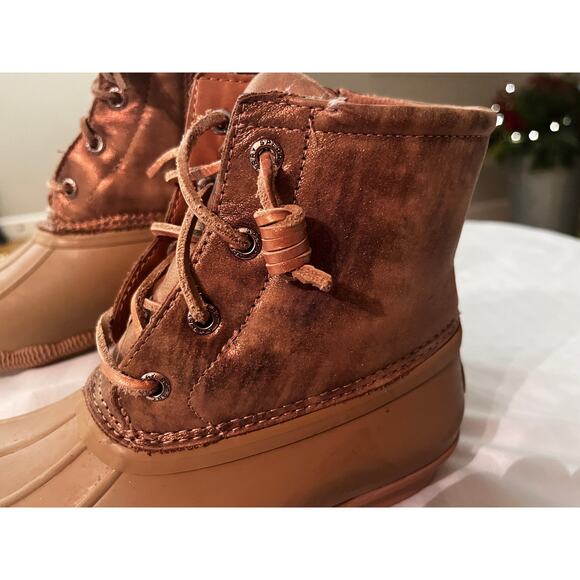 Sperry Duck Boots Women’s 6 Brown Leather Waterproof Lace-Up Ankle - Picture 2 of 6